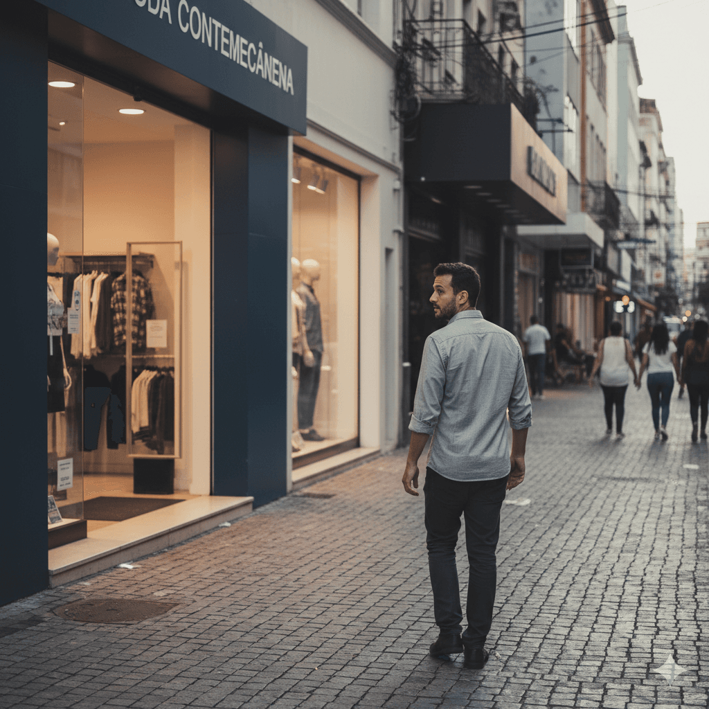 Vendedor criando cesta